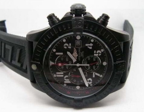 Breitling Super Avenger Black Chronograph / Black Rubber band